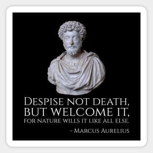 Despise not death, but welcome it, for nature wills it like all else. - Marcus Aurelius Magnet